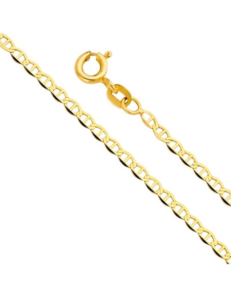 14k REAL Yellow Gold Solid 2mm Flat Mariner Chain Necklace with Spring Ring Clasp - 18"