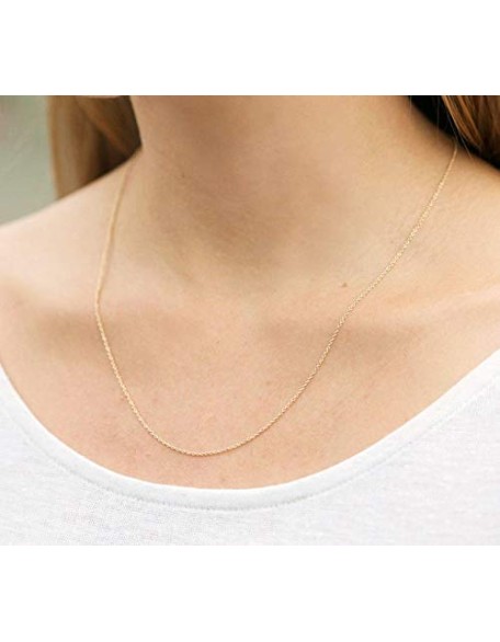 14k Solid Gold Cable Chain Necklace - 0.85mm or 1.00mm Options, Classic Yellow Gold Chain for Women and Men
