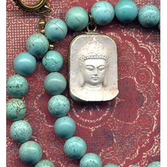 Buddha Pendant, Buddhist Necklace, Buddha Necklace, Magnesite Necklace, Statement Buddhist Necklace, Handmade Nepal Art by AnnaArt72
