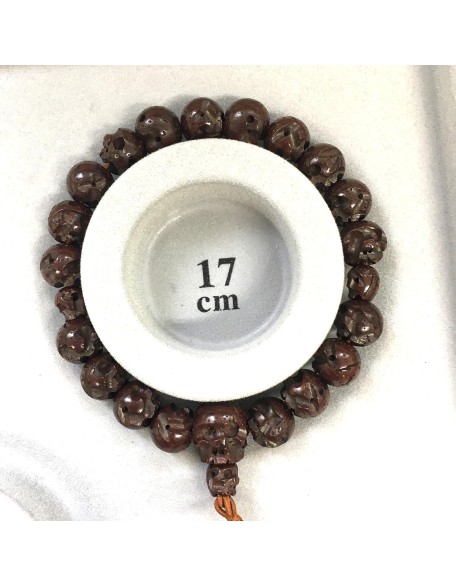 Bodhi Wood Skull Japanese Juzu Bracelet Buddhist Prayer beads Asian Rosary Made in Kyoto Mala Beads Bracelet for Men