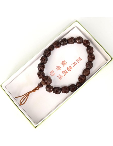 Bodhi Wood Skull Japanese Juzu Bracelet Buddhist Prayer beads Asian Rosary Made in Kyoto Mala Beads Bracelet for Men