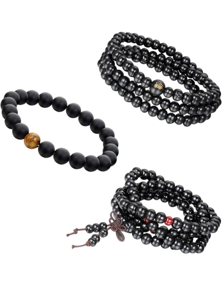 3 PCS 6mm Sandal Wood Beads Buddhist Bracelet Buddha Mala Religious Prayer Red Black Color