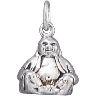 Sterling Silver Mens Unisex 1.5mm Box Chain Small Buddha Pendant Necklace