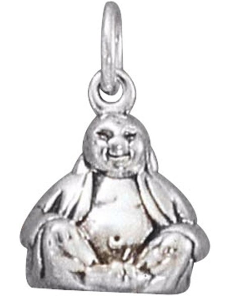 Sterling Silver Mens Unisex 1.5mm Box Chain Small Buddha Pendant Necklace