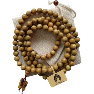 8mm Natural Fragrant Green Sandalwood 108 Mala Meditation Beads - Tibetan Buddhism Prayer Beads