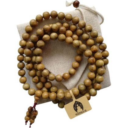 8mm Natural Fragrant Green Sandalwood 108 Mala Meditation Beads - Tibetan Buddhism Prayer Beads