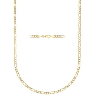 10K Yellow Gold 2.3MM Figaro 3+1 Link Chain Necklace - Size 14"-30"
