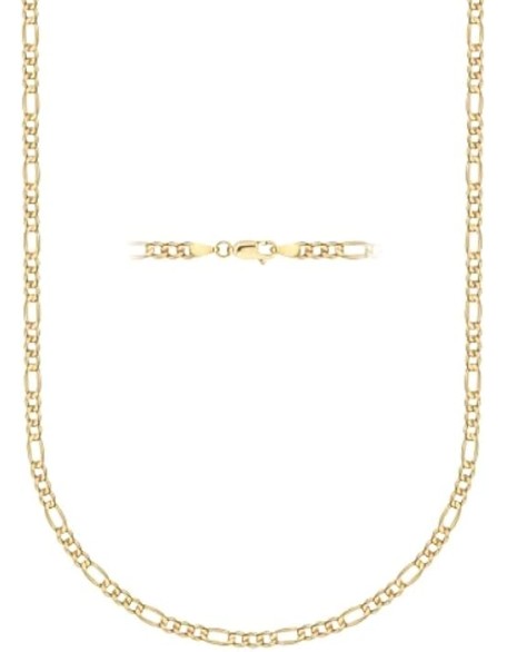 10K Yellow Gold 2.3MM Figaro 3+1 Link Chain Necklace - Size 14"-30"