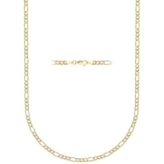 10K Yellow Gold 2.3MM Figaro 3+1 Link Chain Necklace - Size 14"-30"