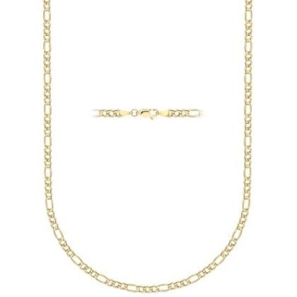 10K Yellow Gold 2.3MM Figaro 3+1 Link Chain Necklace - Size 14"-30"