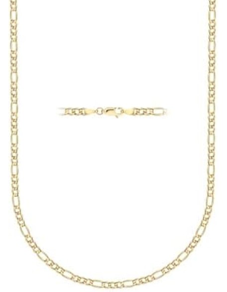 10K Yellow Gold 2.3MM Figaro 3+1 Link Chain Necklace - Size 14"-30"