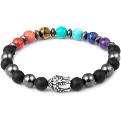 Buddha 7 Chakra Bracelet, Natural Crystals Stones Beaded Bracelet, Meditation Prayer Protection Jewelry Gift, Unisex