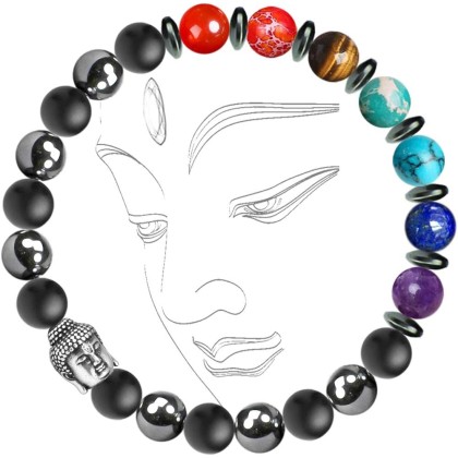 Buddha 7 Chakra Bracelet, Natural Crystals Stones Beaded Bracelet, Meditation Prayer Protection Jewelry Gift, Unisex