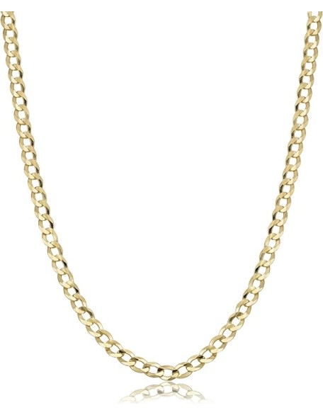 10K Gold Unisex 2.2mm Italian Cuban Curb Link Chain Necklace- 10K Necklaces, 10 Karat Gold Chain, 16" 18" 20" 22" 24" 26" 28" 30"
