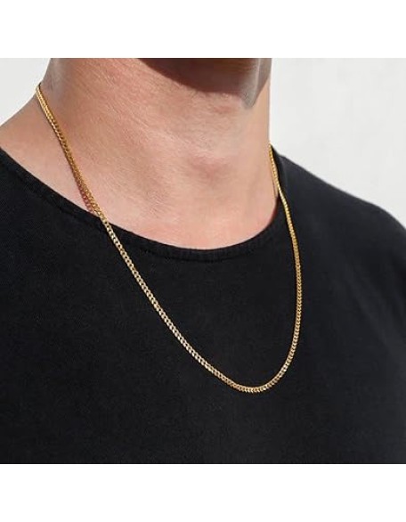 10K Gold Unisex 2.2mm Italian Cuban Curb Link Chain Necklace- 10K Necklaces, 10 Karat Gold Chain, 16" 18" 20" 22" 24" 26" 28" 30"