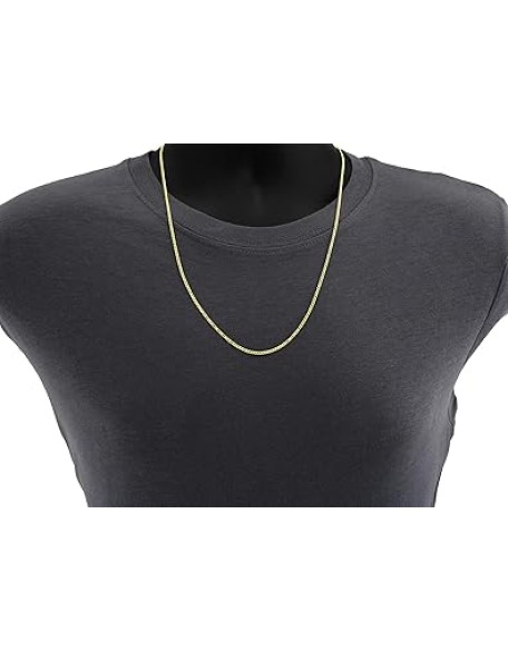 10K Gold Unisex 2.2mm Italian Cuban Curb Link Chain Necklace- 10K Necklaces, 10 Karat Gold Chain, 16" 18" 20" 22" 24" 26" 28" 30"
