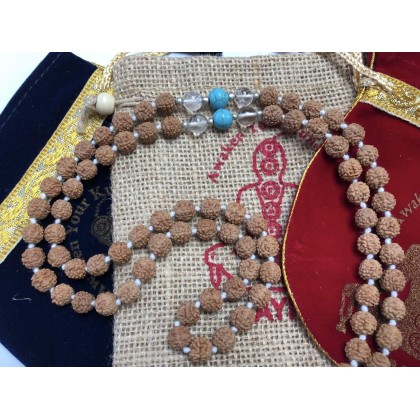 Energized 7 Chakra mala Hand Knotted 108 mala beads necklaces - Japa mala - Buddhist prayer beads - Meditation beads - Healing crystals for men women (Rudraksha 7 Chakra mala)