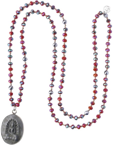 Buddha Pendant Necklaces Natural Stone Beaded Necklaces Handmade Long Chain Strands Necklaces Jewelry for Women Girls