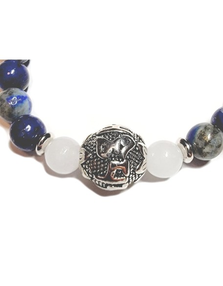 PROTECTION AGAINST NEGATIVE ENERGIES Lapis Lazuli + Jade + Quartz 108 Japa Mala Beads Yoga Meditation Necklace Heart Chakra Third Eye Chakra Real Natural Stones Guru Beads & Mantra Bead - USA HANDMADE