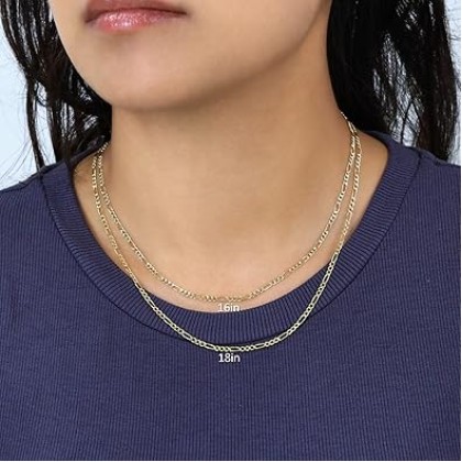 10k Real Yellow Gold Figaro Link 2.5mm Chain Necklace (16"-26") Italian Jewelry for Men & Women