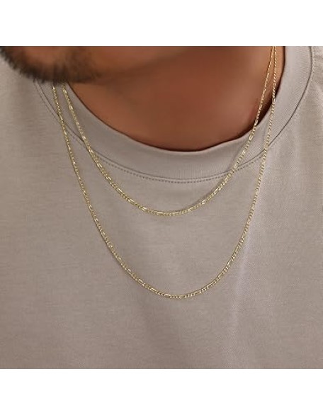 10k Real Yellow Gold Figaro Link 2.5mm Chain Necklace (16"-26") Italian Jewelry for Men & Women