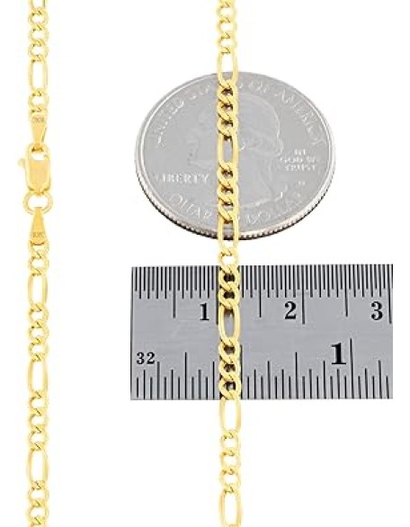 10k Real Yellow Gold Figaro Link 2.5mm Chain Necklace (16"-26") Italian Jewelry for Men & Women