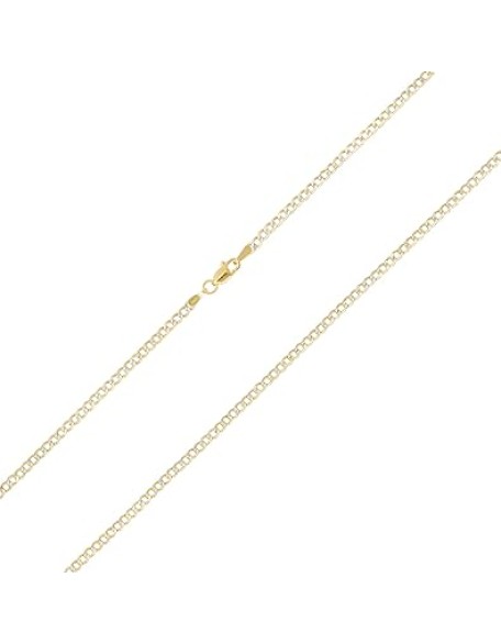 10k Real Yellow Gold Cuban Curb Link 2mm Diamond Cut Pave Chain Necklace (16"-24") Two Tone Italian Jewelry for Men & Women