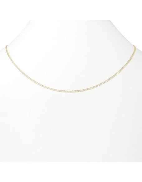 10k Real Yellow Gold Cuban Curb Link 2mm Diamond Cut Pave Chain Necklace (16"-24") Two Tone Italian Jewelry for Men & Women