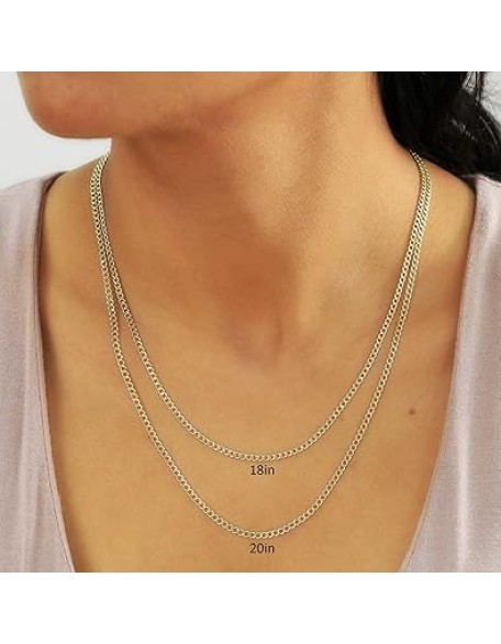10k Real Yellow Gold Cuban Curb Link 2.5mm Chain Necklace (16"-26") Italian Jewelry for Men & Women