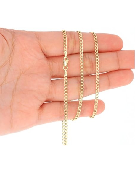 10k Real Yellow Gold Cuban Curb Link 2.5mm Chain Necklace (16"-26") Italian Jewelry for Men & Women
