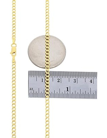 10k Real Yellow Gold Cuban Curb Link 2.5mm Chain Necklace (16"-26") Italian Jewelry for Men & Women