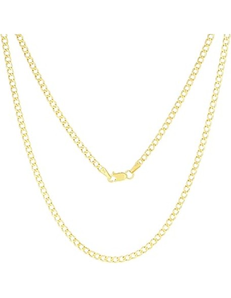10k Real Yellow Gold Cuban Curb Link 2.5mm Chain Necklace (16"-26") Italian Jewelry for Men & Women