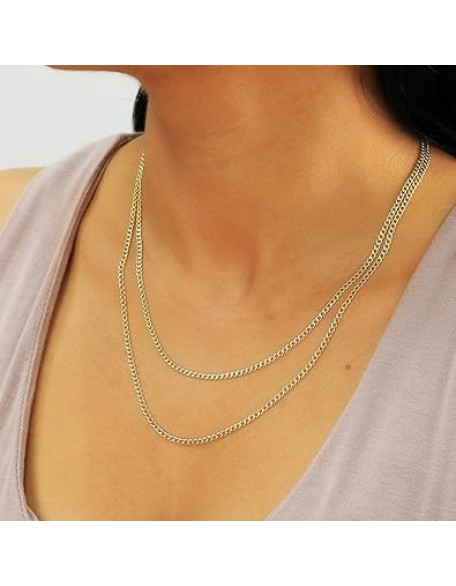 10k Real Yellow Gold Cuban Curb Link 2.5mm Chain Necklace (16"-26") Italian Jewelry for Men & Women