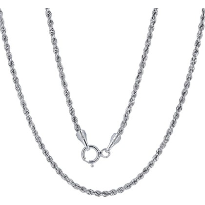 10k Real White Gold 1.5mm Rope Chain Diamond Cut Necklace (14"-26") Dainty Italian Jewelry for Men & Women