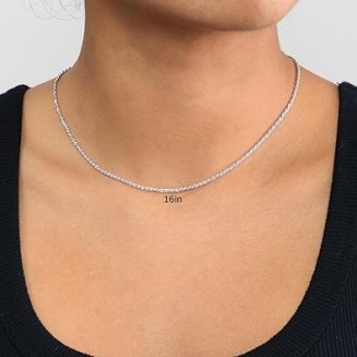 10k Real White Gold 1.5mm Rope Chain Diamond Cut Necklace (14"-26") Dainty Italian Jewelry for Men & Women