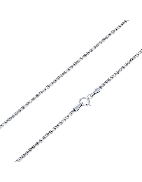 10k Real White Gold 1.5mm Rope Chain Diamond Cut Necklace (14"-26") Dainty Italian Jewelry for Men & Women