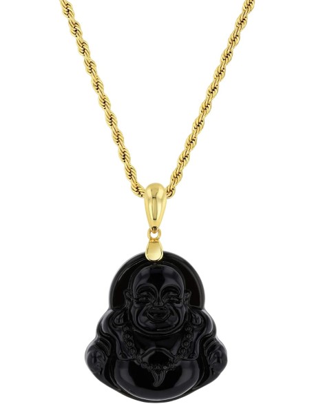Smiling Laughing Buddha Black Jade Pendant Necklace Rope Chain Genuine Certified Grade A Jadeite Jade Hand Crafted, Jade Neckalce, 14k Gold Filled Buddha necklace, Jade Medallion