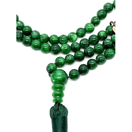 Gemstone Mala Beads Necklace Bead Sizes 6,8,10mm Mala Bracelet, Buddha Necklace, Blessed & Energized Handmade 108+1 Prayer Beads, Comes w/Velvet Pouch (Green Jade, 6 mm)