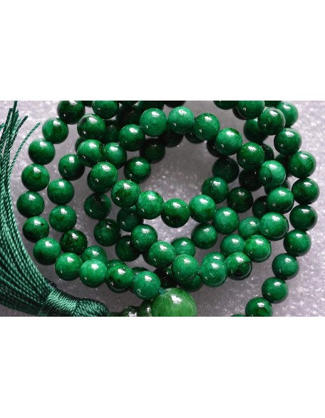 Gemstone Mala Beads Necklace Bead Sizes 6,8,10mm Mala Bracelet, Buddha Necklace, Blessed & Energized Handmade 108+1 Prayer Beads, Comes w/Velvet Pouch (Green Jade, 6 mm)