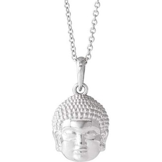 Sterling Silver 14.7x10.5 mm Meditation Buddha 16-18" Necklace Buddha Necklace or Pendant