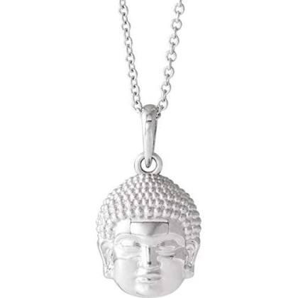 Sterling Silver 14.7x10.5 mm Meditation Buddha 16-18" Necklace Buddha Necklace or Pendant