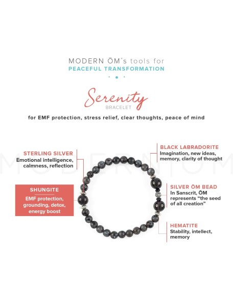 Serenity Sterling Silver Mala Beads Bracelet – Black Labradorite for Wisdom – Handmade in North Carolina