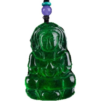 Natural Full Green Jade ice Jade Guanyin Pendant Men and Women ice Through Yang Green Old Pit Buddha Pendant Necklace