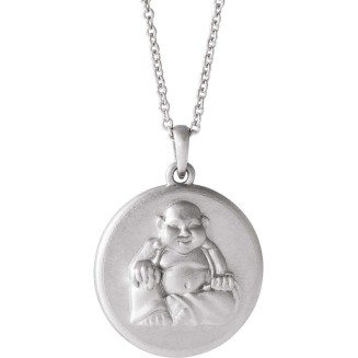 Diamond2Deal 14K Gold, Sterling Silver Or Platinum Buddha Pendant 16-18" Necklace