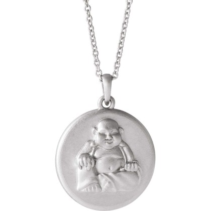 Diamond2Deal 14K Gold, Sterling Silver Or Platinum Buddha Pendant 16-18" Necklace