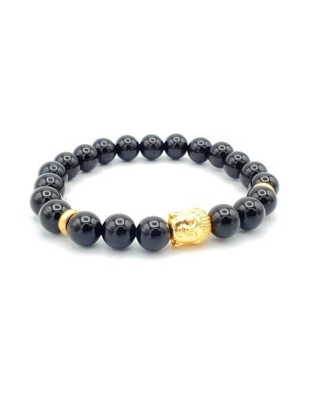 Genuine Black Agate for Prosperity and Protection Buddha Healing beaded bracelet