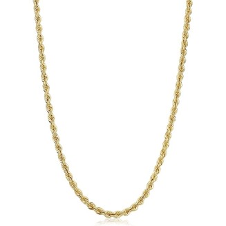 Solid 14k Yellow Gold Filled Rope Chain Necklace for Men and Women (2.1 mm, 3.2 mm, 4.2 mm or 6 mm)