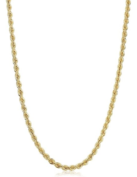 Solid 14k Yellow Gold Filled Rope Chain Necklace for Men and Women (2.1 mm, 3.2 mm, 4.2 mm or 6 mm)