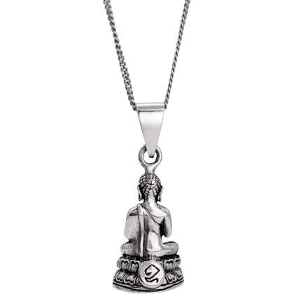 Unisex 925 Sterling Silver Protection Buddha Pendant Necklace, 18"
