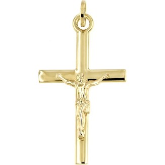 Lucchetta - 14k Gold Italian Christian Cross Pendant for Him and Her | Authentic Catholic Jesus Crucifix from Itay